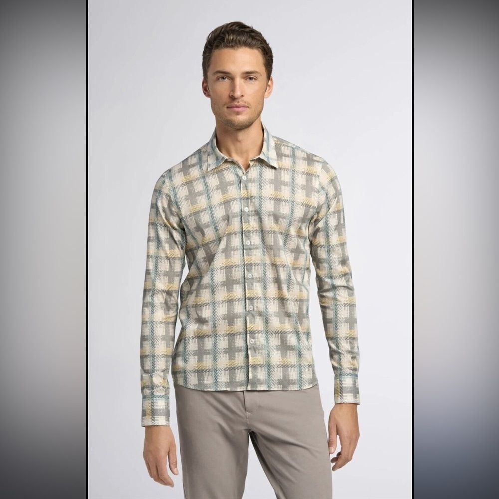New Good Man Brand Big On-Point Plaid Organic  Cotton Button Up Shirt S